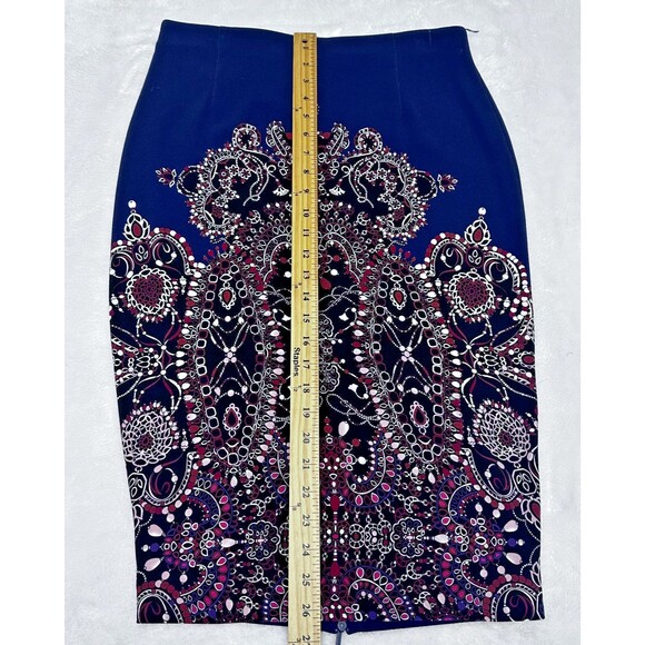 PINKO Women's Navy Blue w/Multicolor Paisley Print Midi Pencil Skirt Sz 8 Italy - Picture 12 of 16